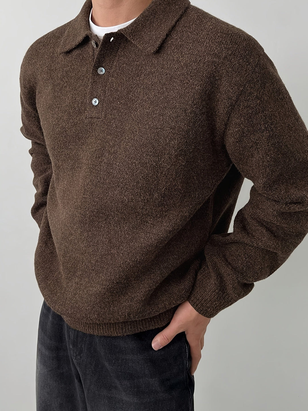 Polo Collar Sweater, Men's Refined Fit