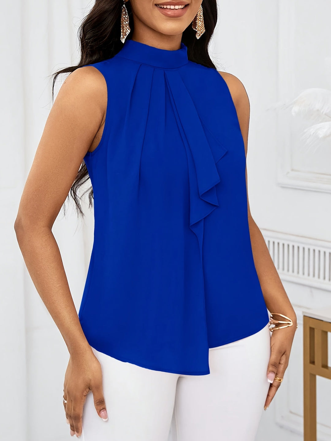 Bow-Neck Sleeveless Top for Women