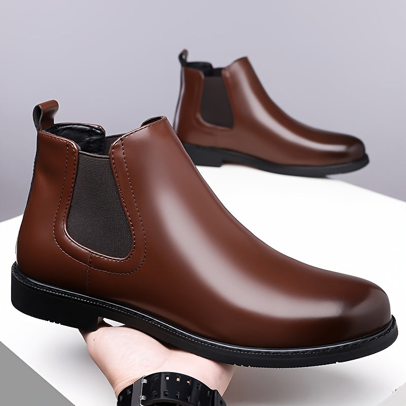 Dark Brown Classic Slip-On Chelsea Boots for Men