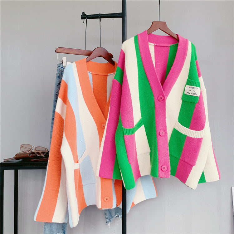Women's Cardigan – Orange, Rose Red