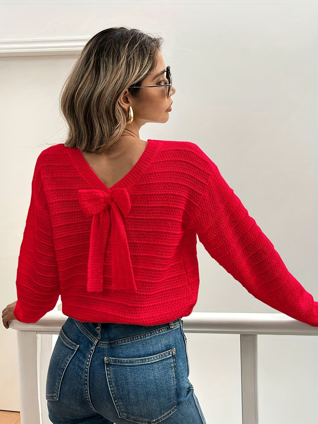 Bow-Detail Knit Sweater for Women