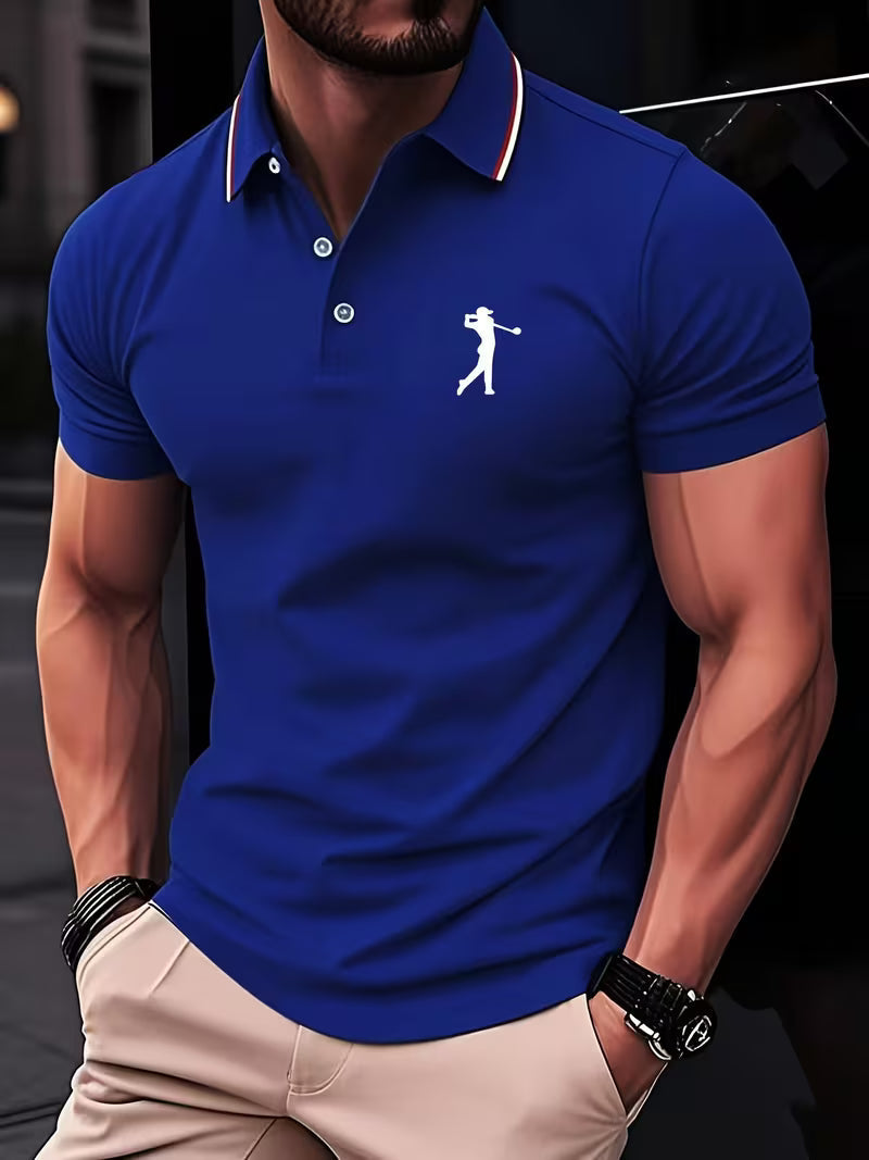 Short-Sleeve Golf Printed Shirt for Men, Casual Style
