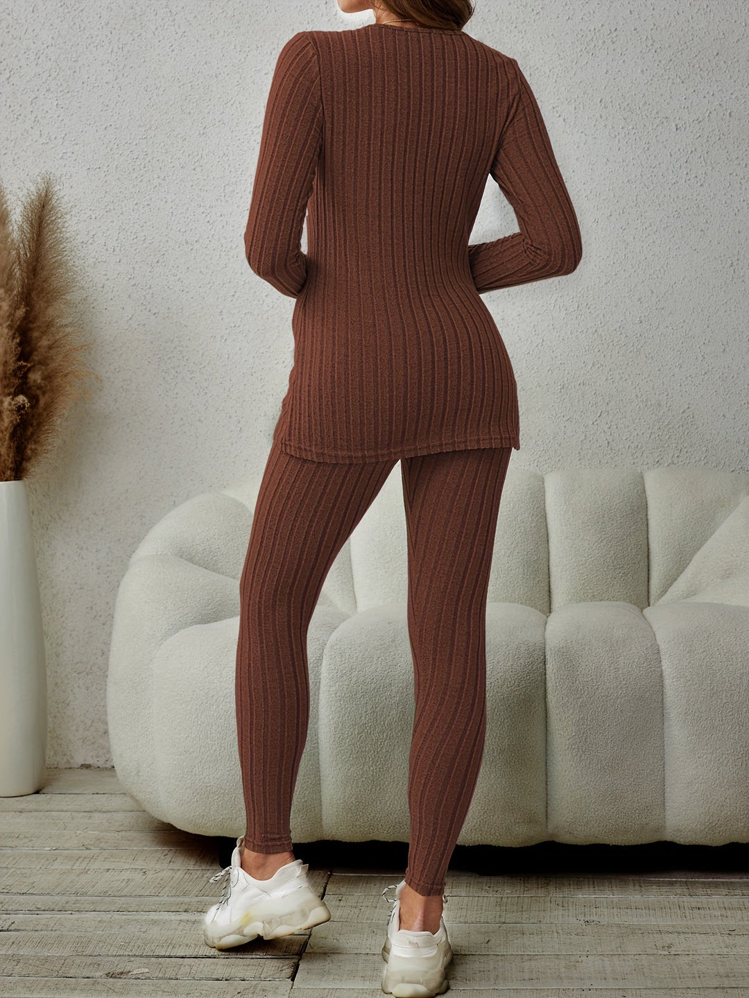 Ribbed Two-Piece Set for Women, Relaxed Style