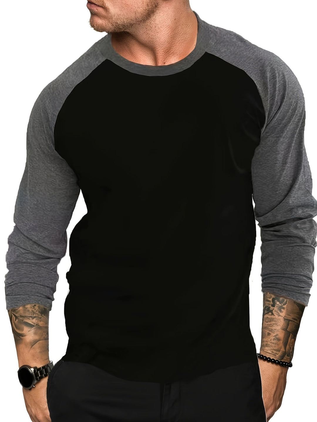 Two-Tone Raglan Long-Sleeve Top for Men