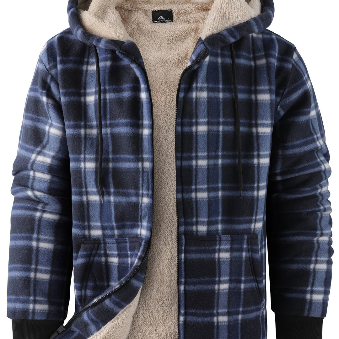 Hooded Zip-Up Jacket, Men's Cozy Fit