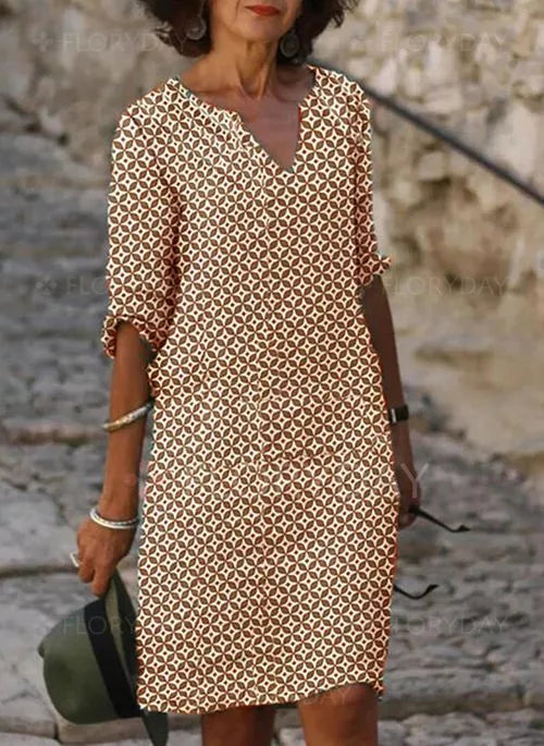 Vintage Split-Neck Summer Dress for Women