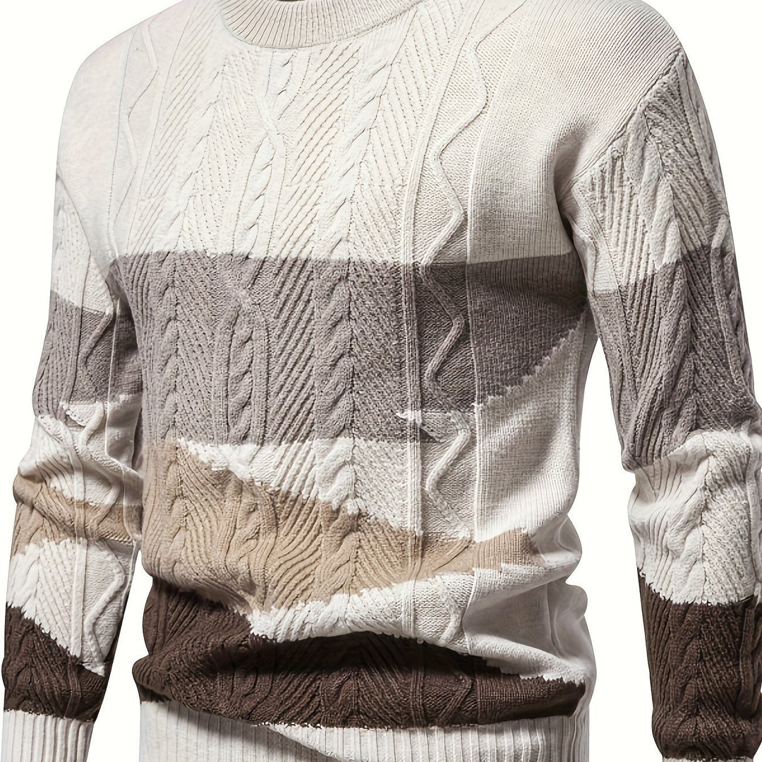 Men's Textured Colour-Block Sweater