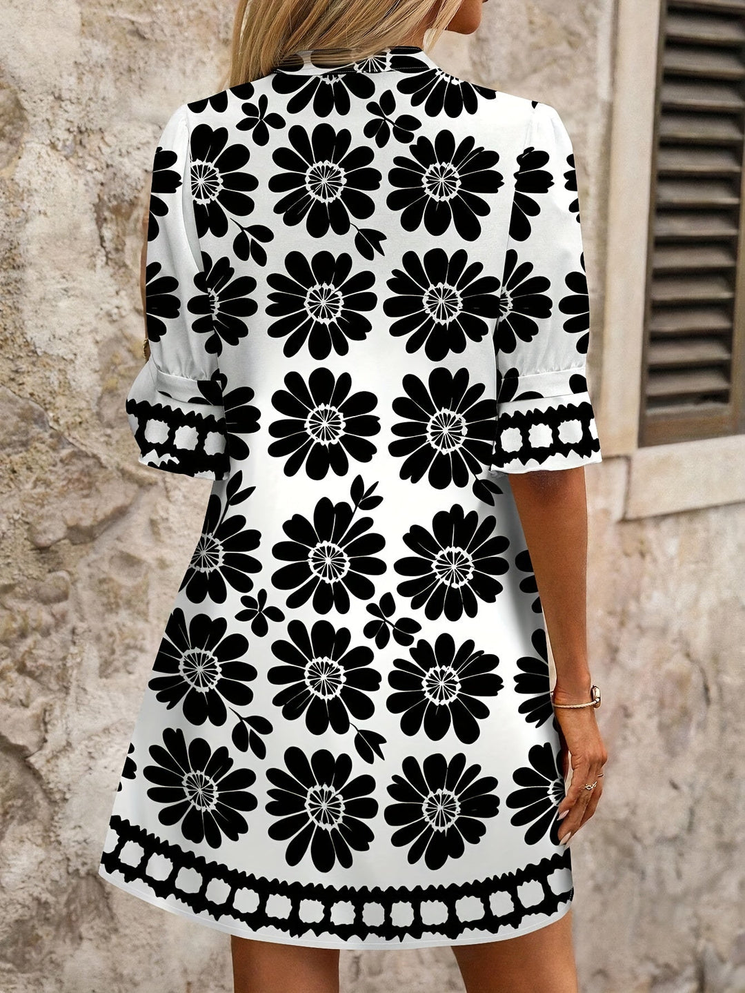 Blue Floral Bloom Mini Dress for Women