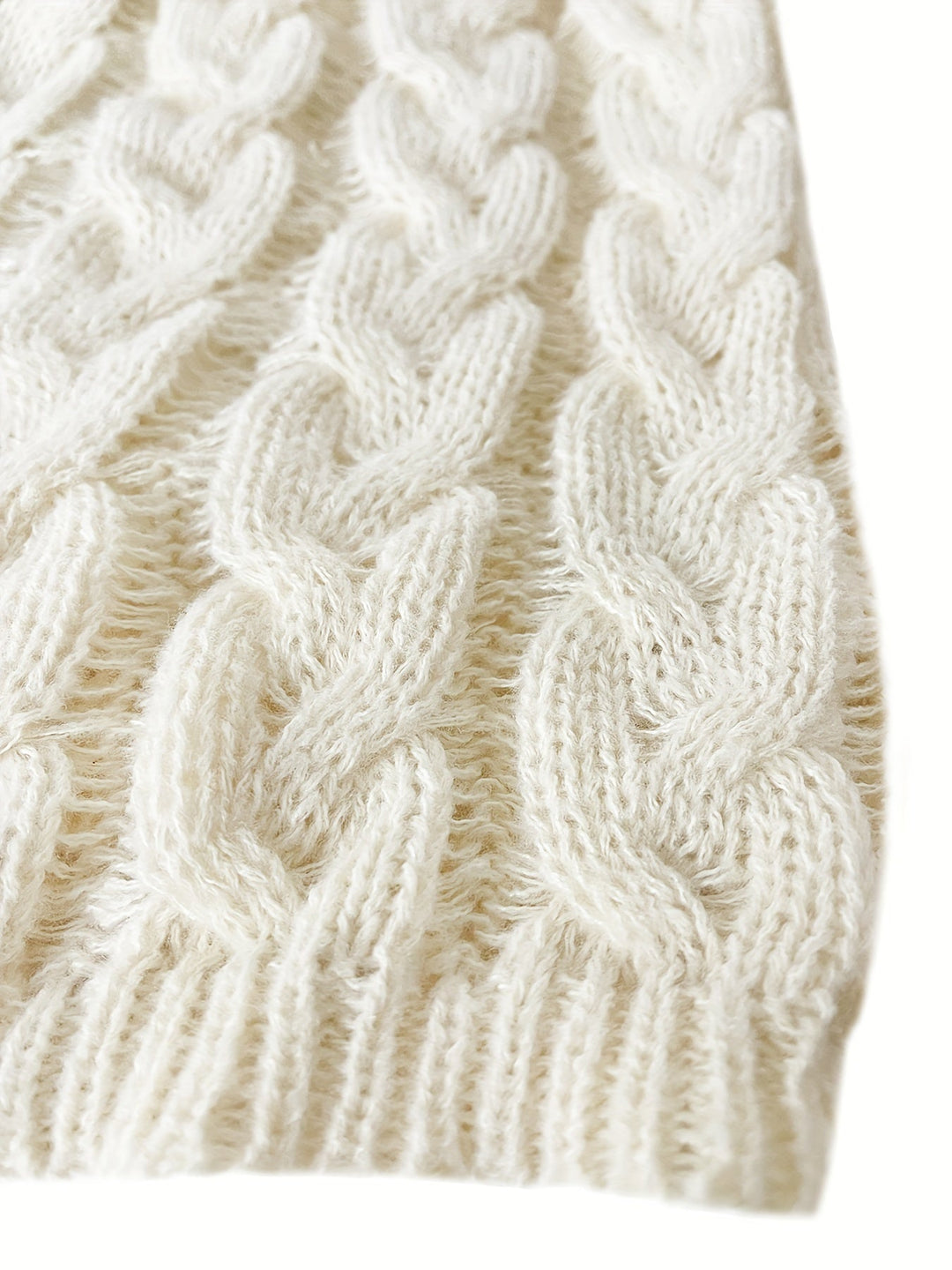 Cable-Knit V-Neck Sweater for Women, Relaxed Style
