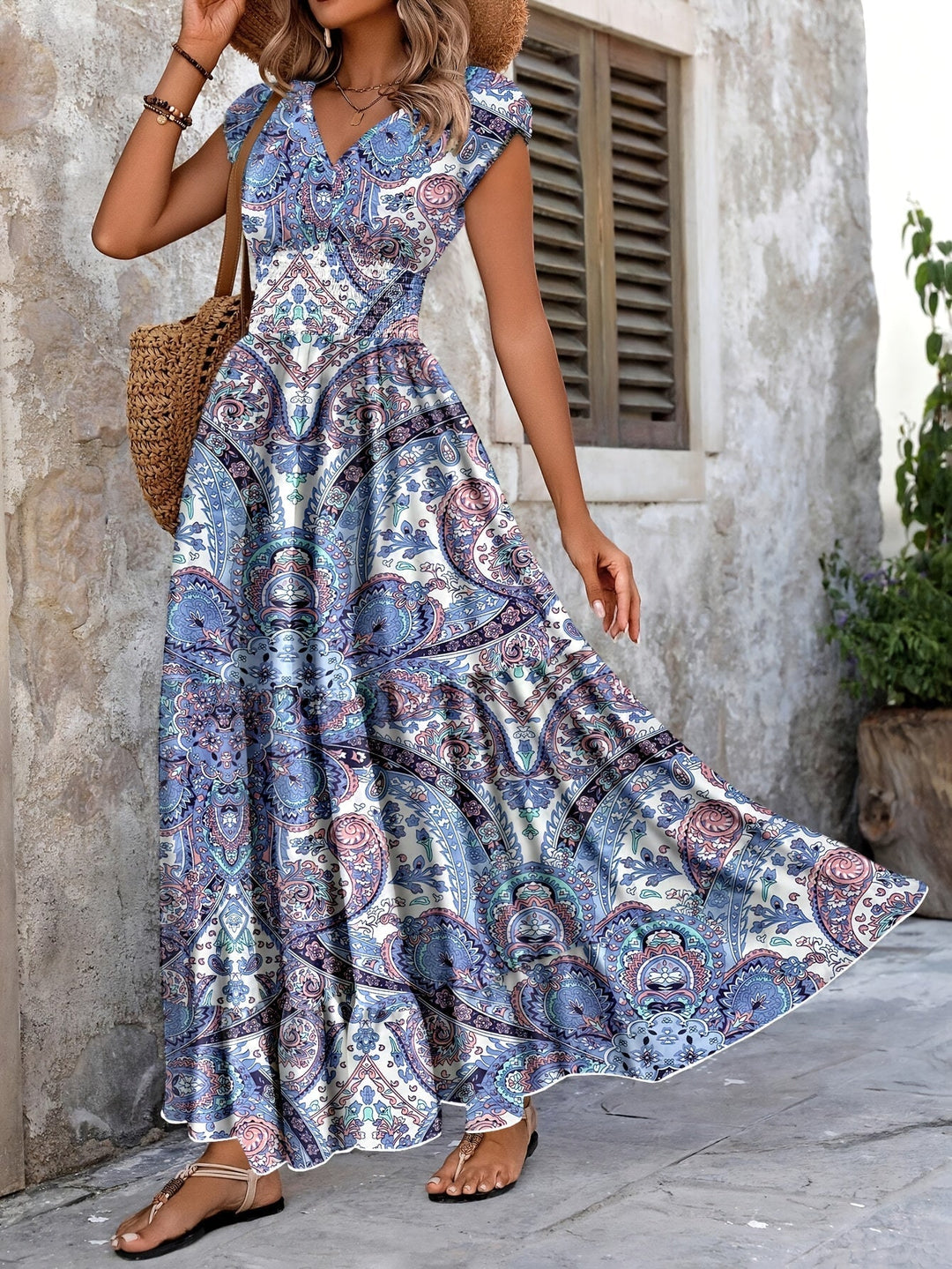 Bohemian Paisley Maxi Dress for Women