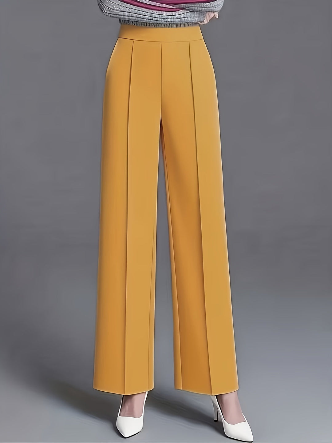 Ladies High-Waisted Wide-Leg Pants