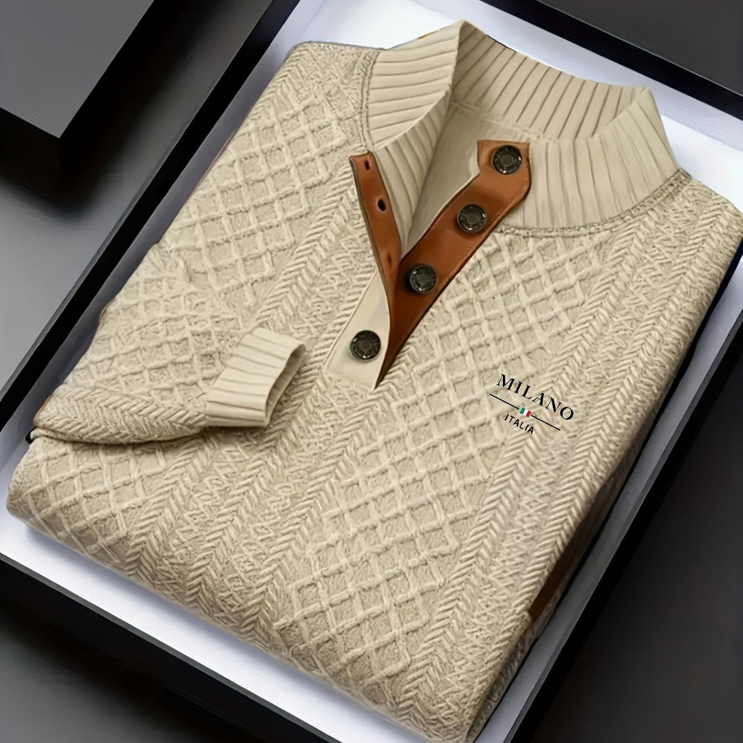 Textured Stand-Collar Sweater for Men