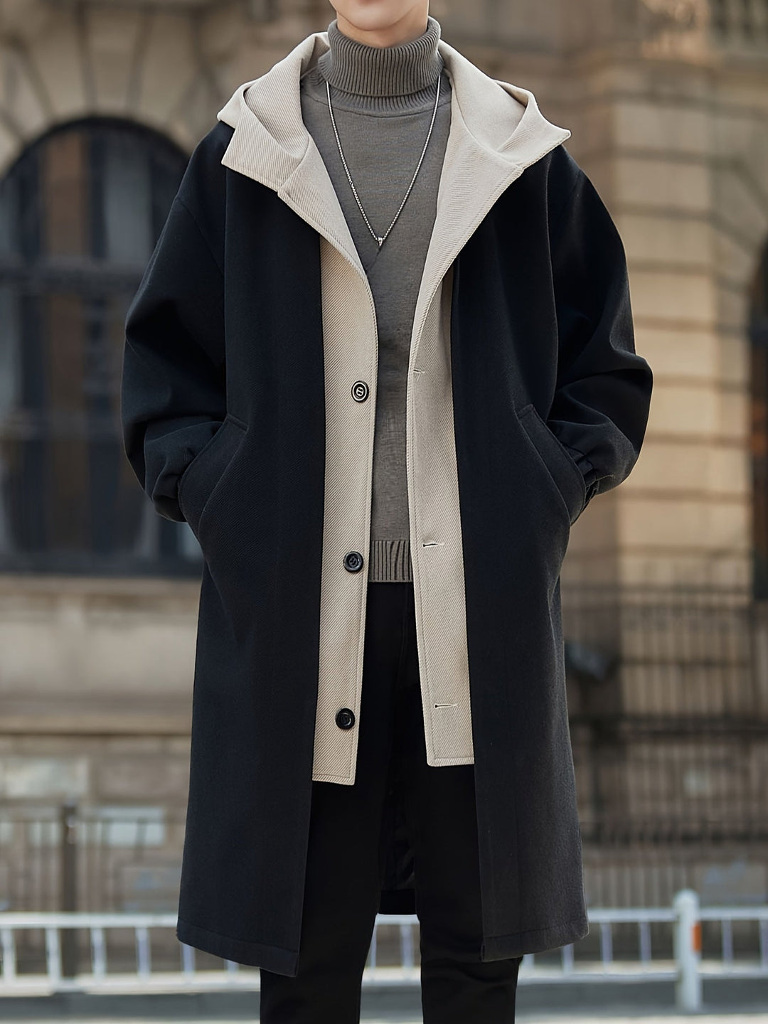 Hooded Longline Coat, Men's Refined Fit