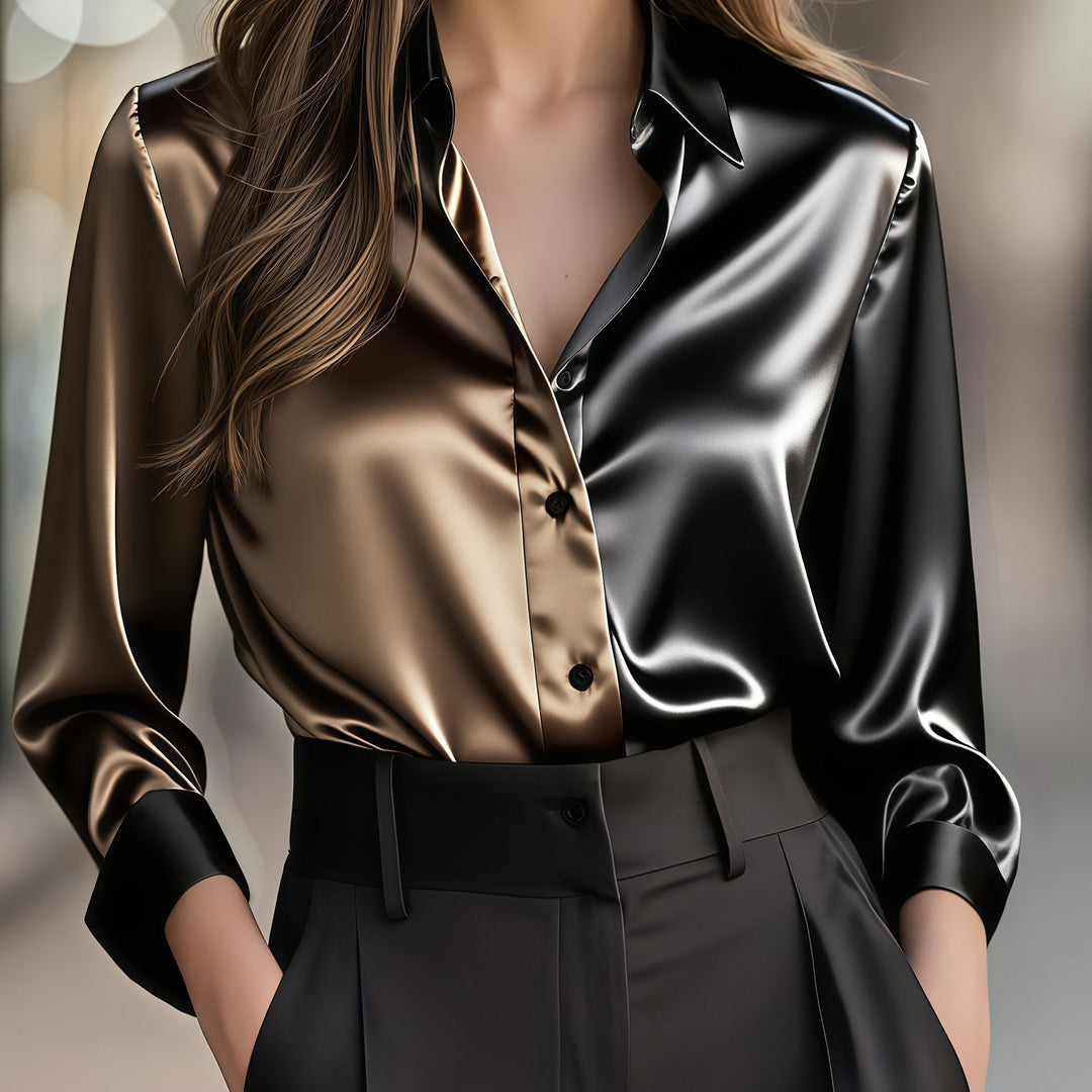 Color-Block Blouse for Women, Refined Style