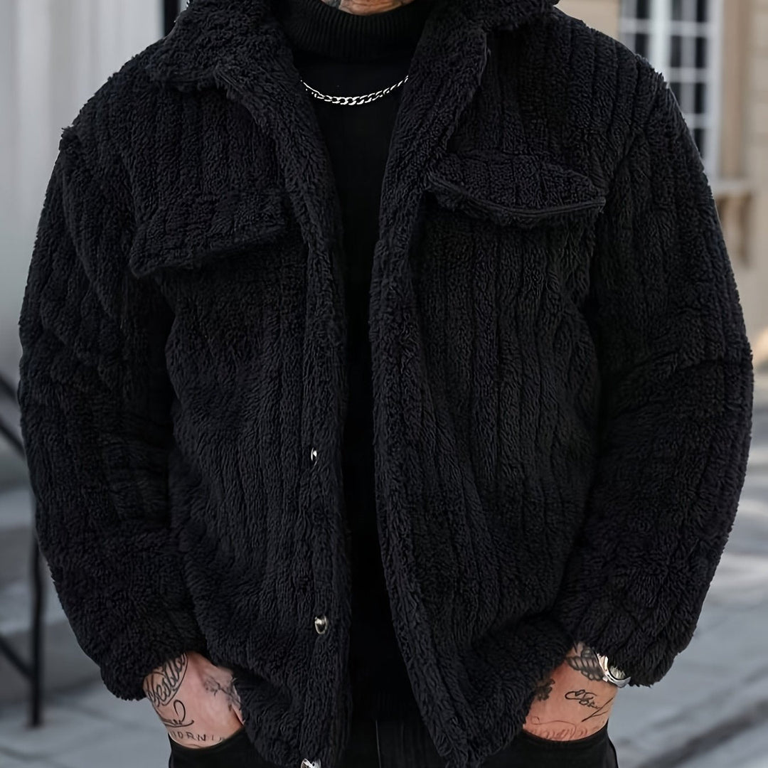 Textured Button-Up Jacket for Men