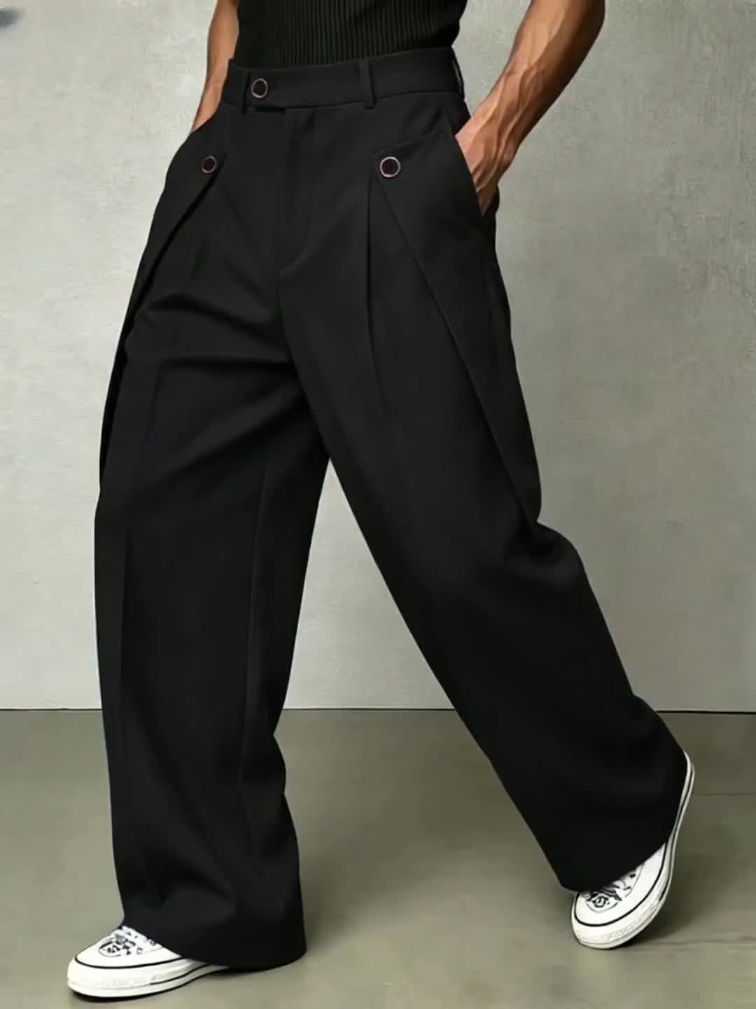 Pleated Wide-Leg Trousers for Men
