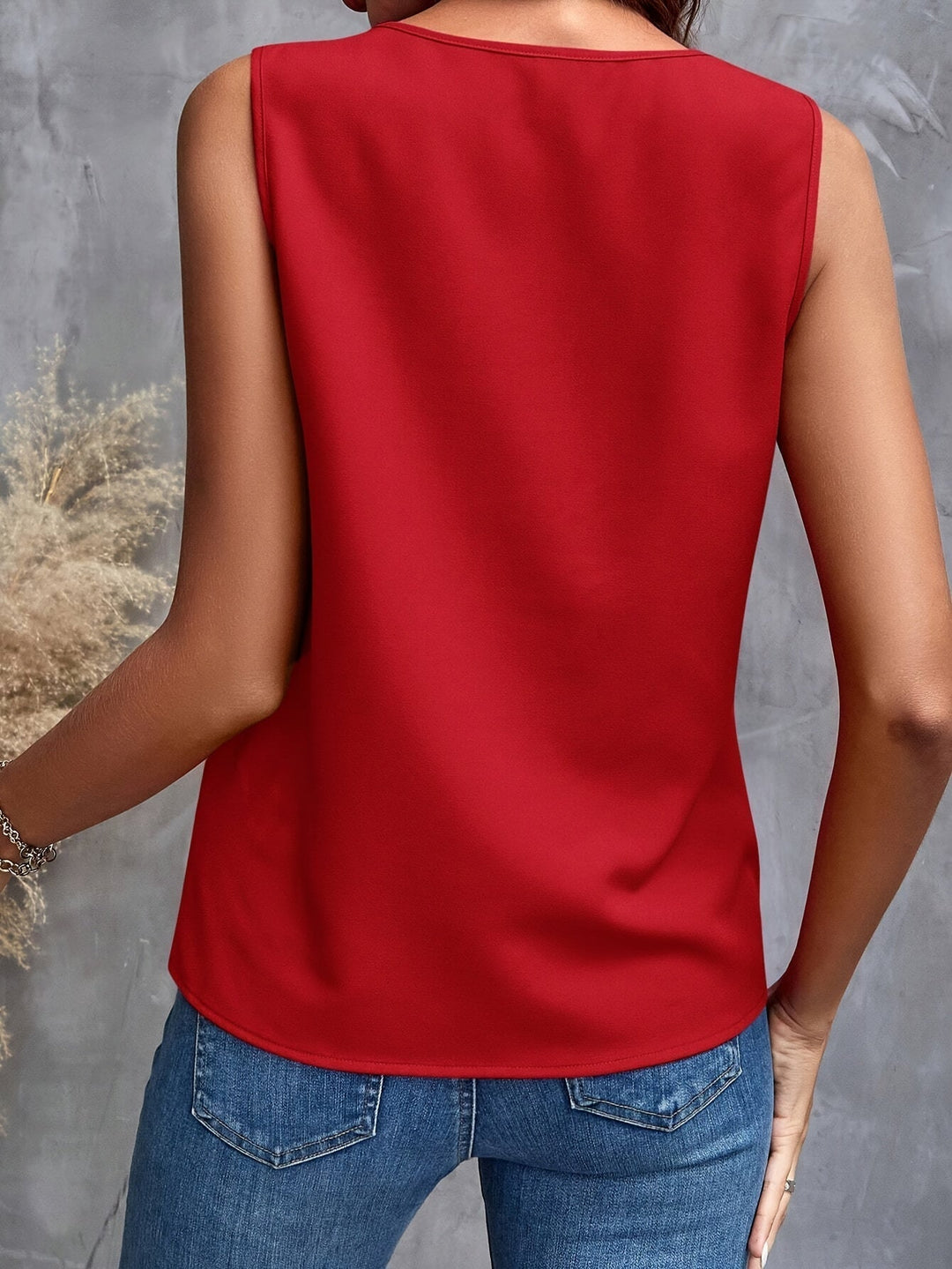 Ruffled V-Neck Sleeveless Blouse for Women
