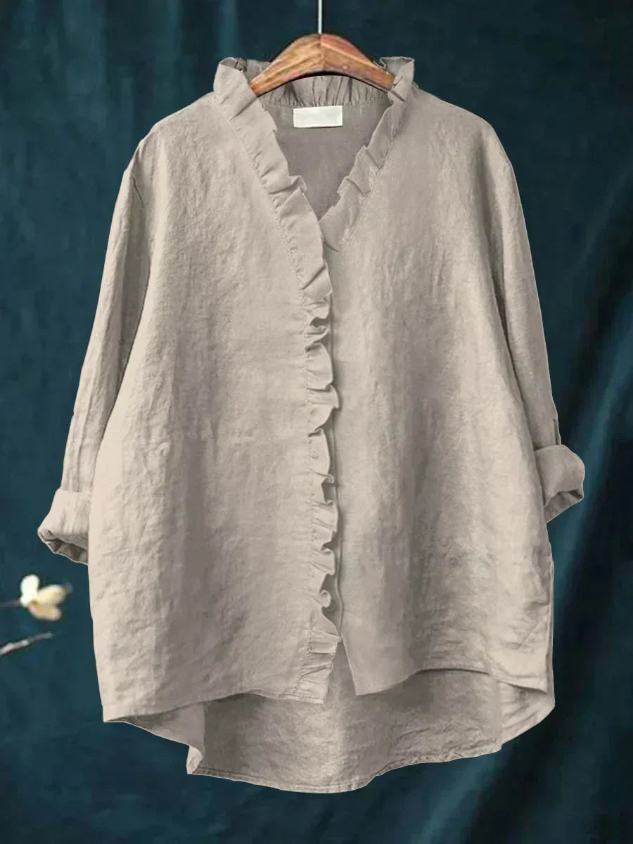 Casual Ruffle V-Neck Blouse for Women
