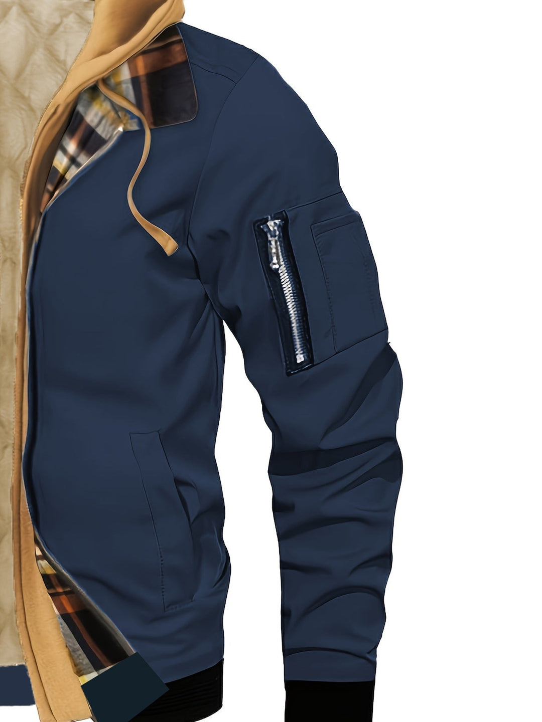 Hooded Warm-Lined Zip Jacket for Men, Plus Size