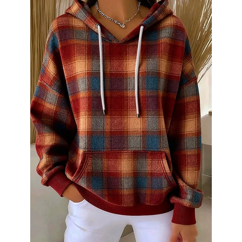 Checked Hoodie for Women, Cozy Style