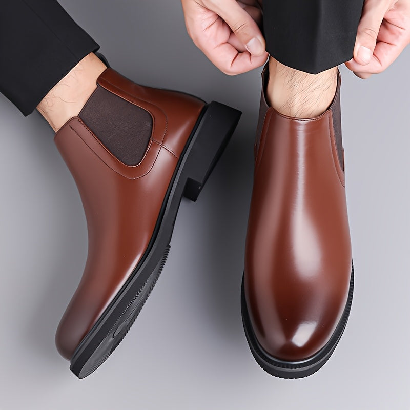 Dark Brown Classic Slip-On Chelsea Boots for Men