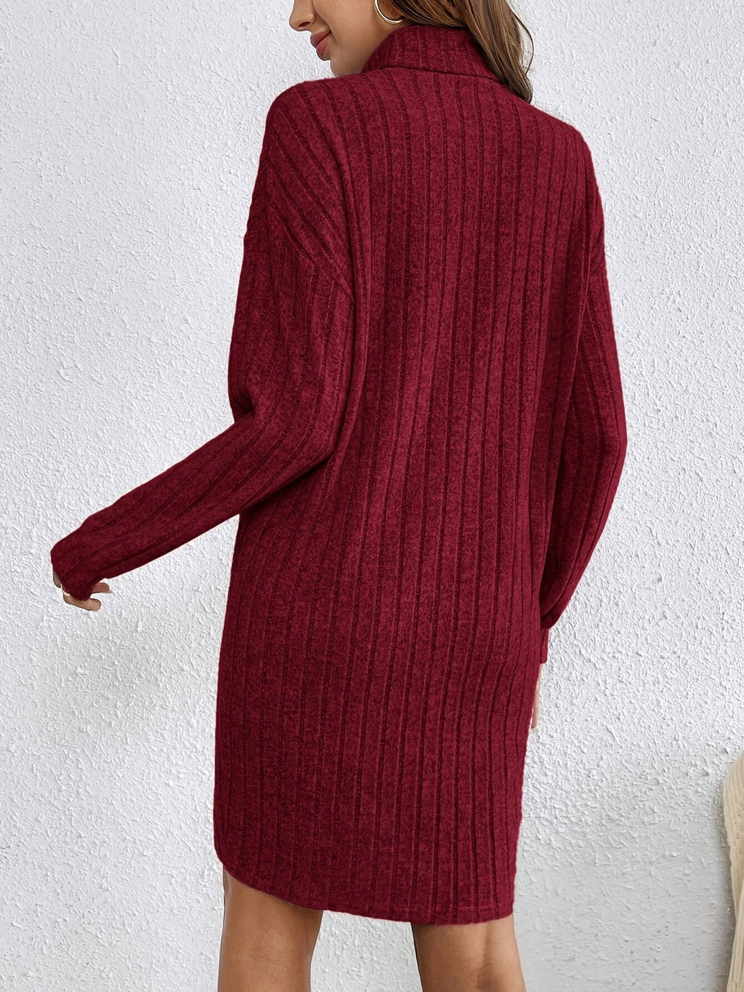 Ladies Ribbed Turtleneck Sweater Dress