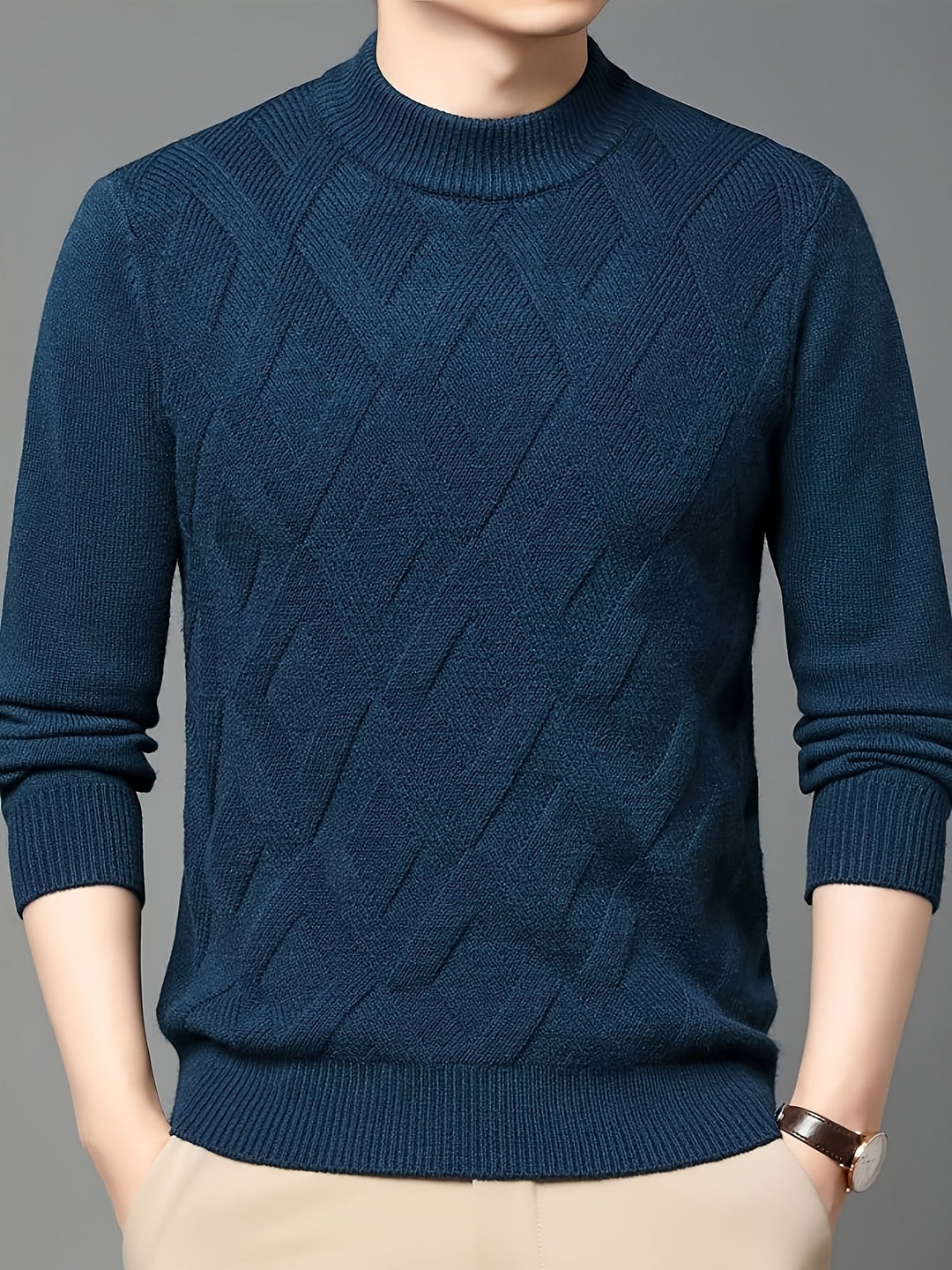 Mock-Neck Sweater, Men's Textured Fit