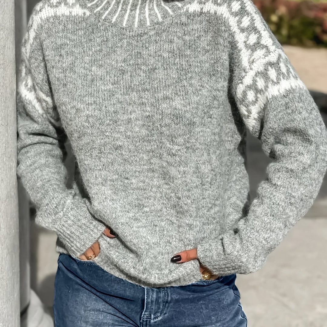 Contrast-Trim Mock-Neck Sweater for Women