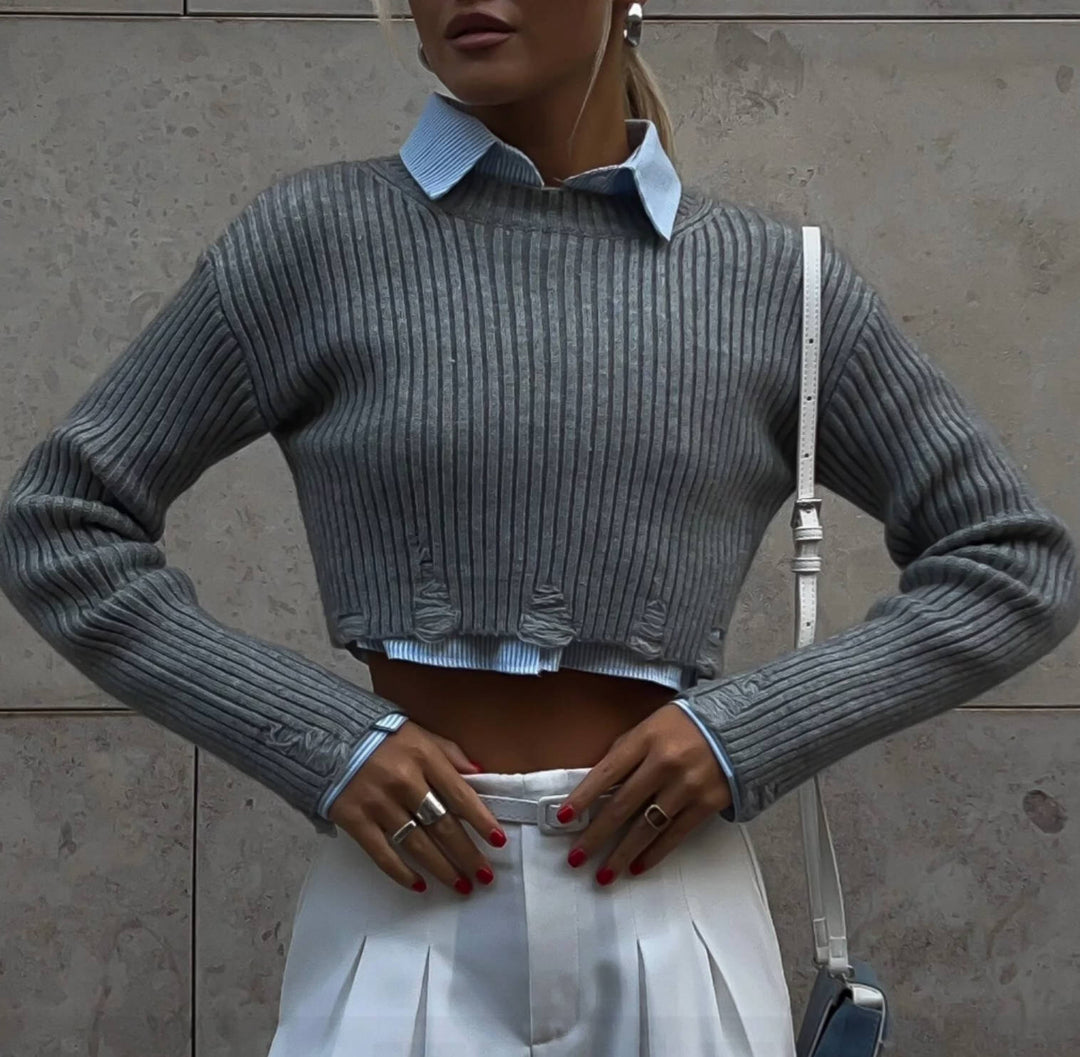 Women's Long Sleeve Knit Crew Neck Sweater
