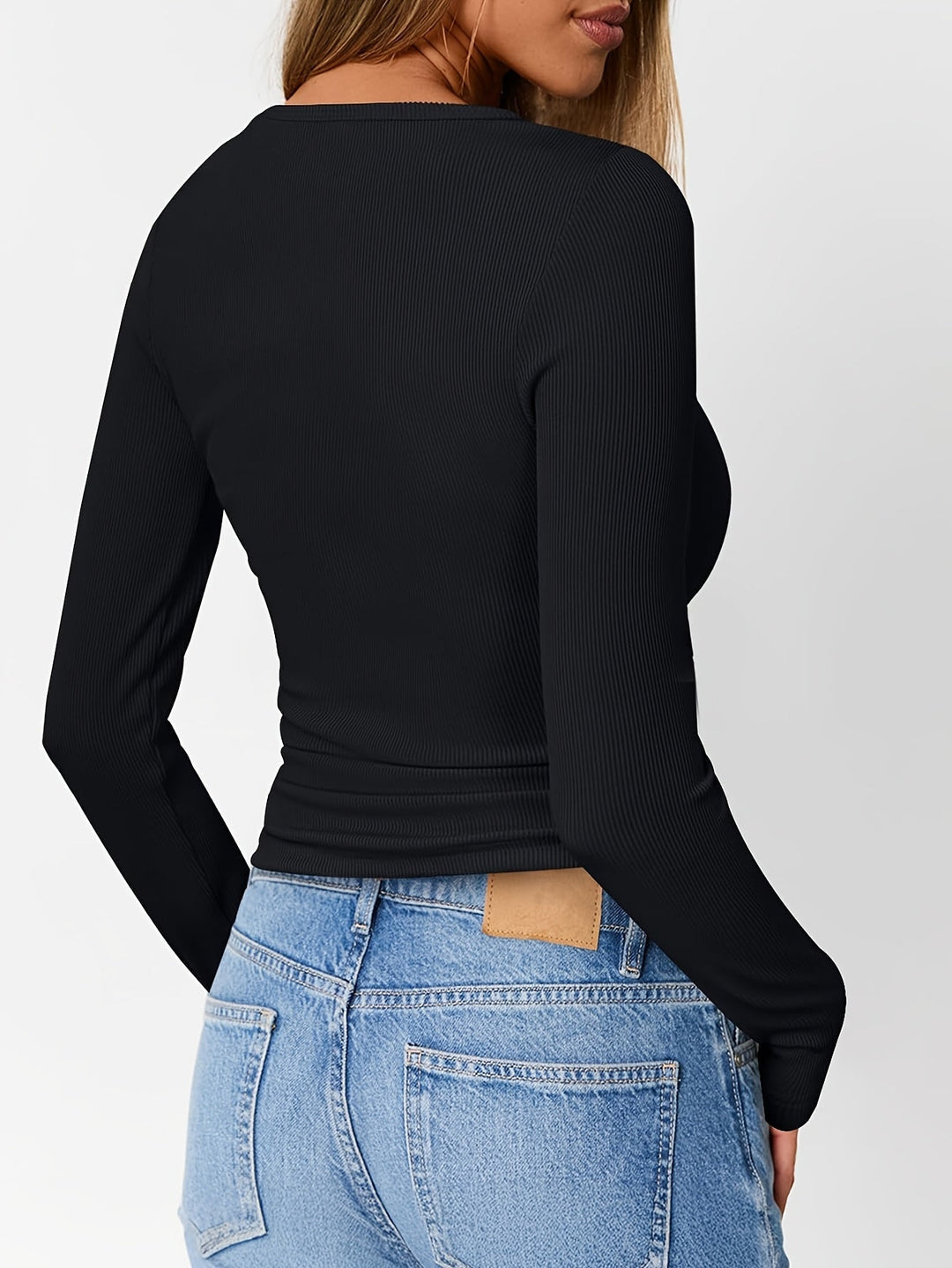 Fitted Button Henley Top for Women