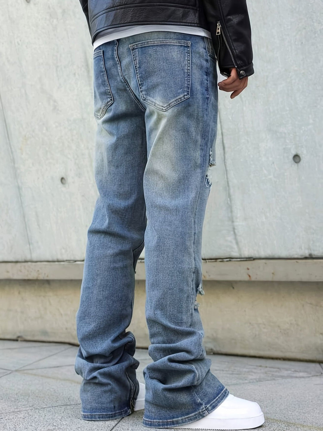 Blue Relaxed Straight-Leg Jeans for Men