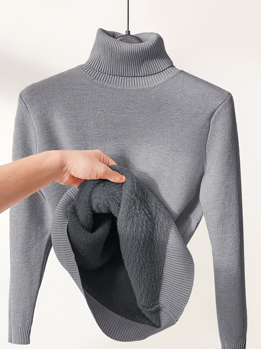 Lined High-Neck Sweater for Women, Cozy Style