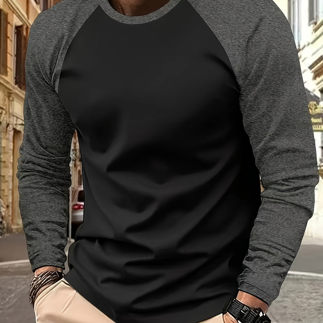 Two-Tone Raglan Long-Sleeve Top for Men