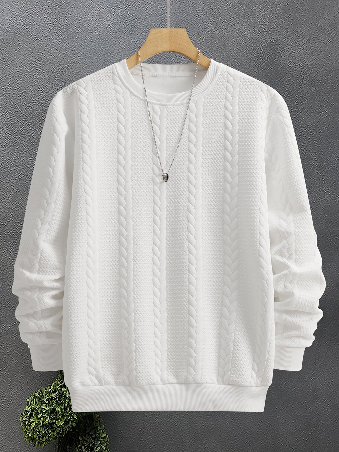 Crew Neck Sweatshirt, Men's Textured Fit