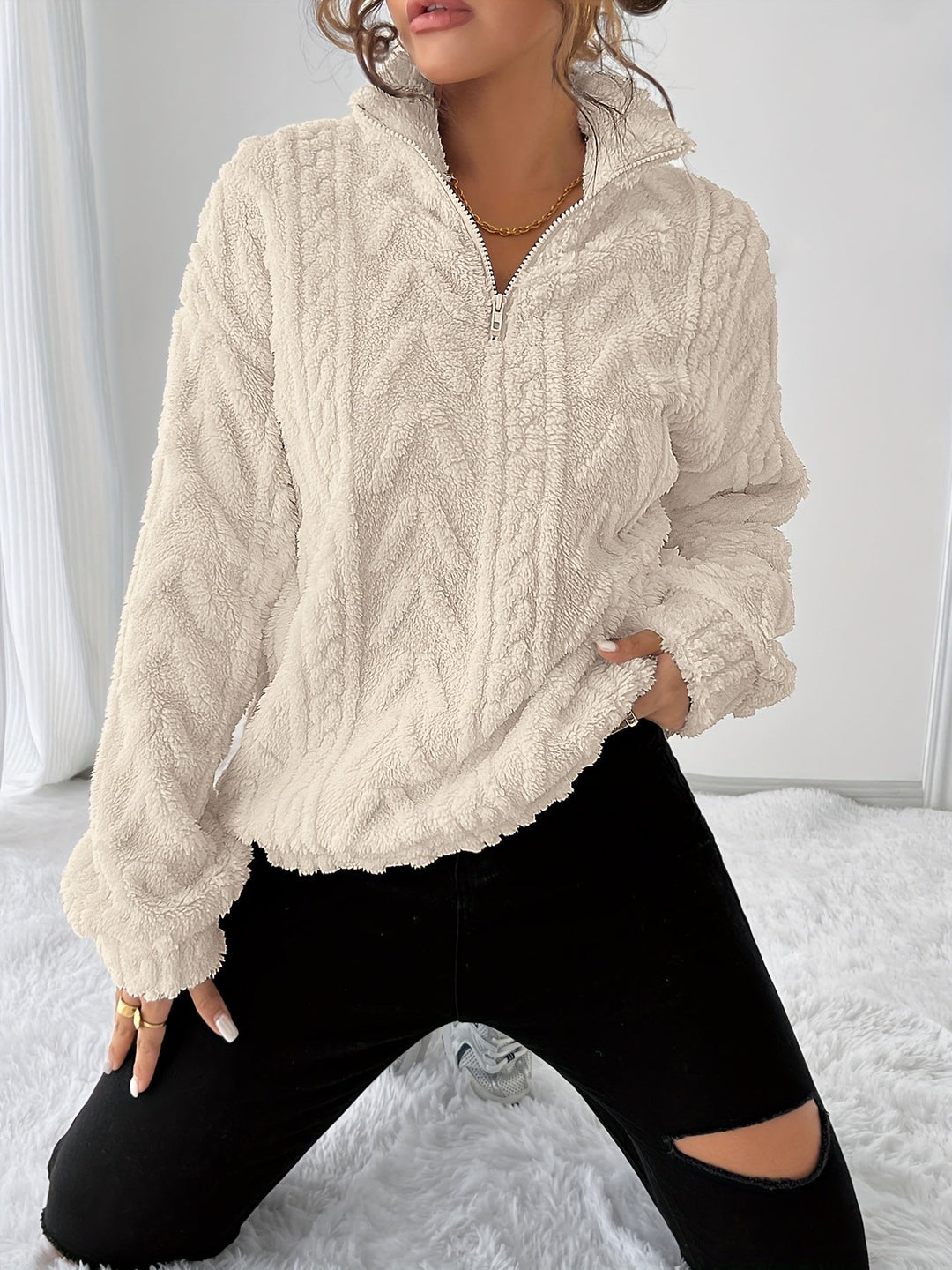 Textured Pullover for Women, Cozy Style