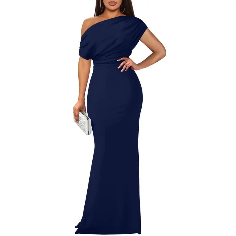 Off-Shoulder Evening Dress, Women's Elegant Fit