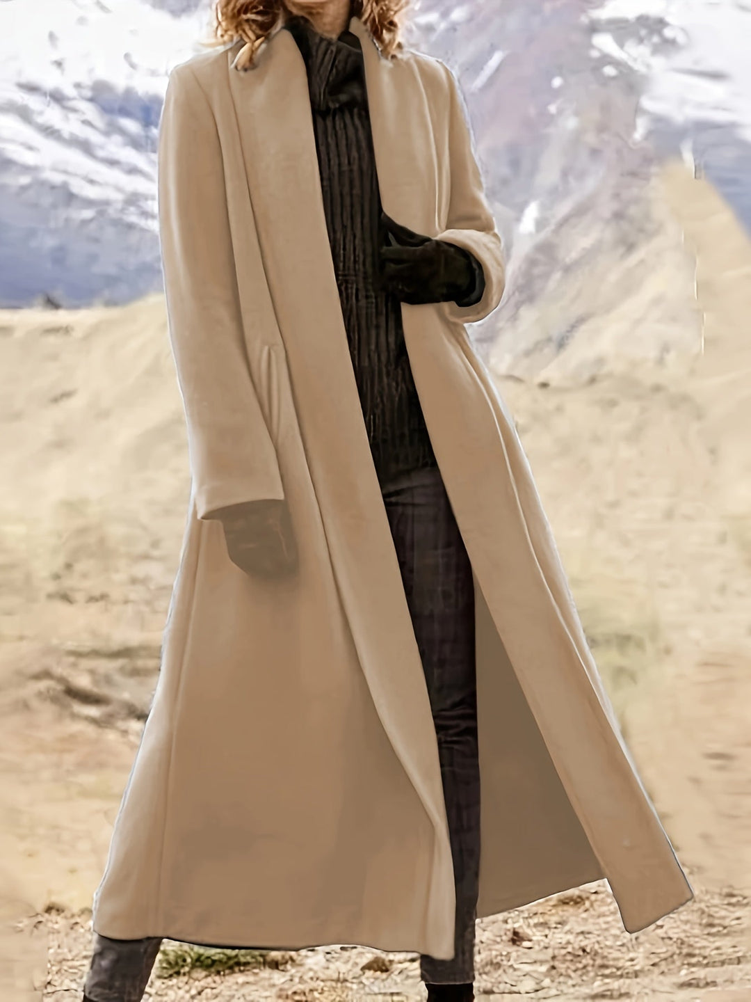 Elegant Longline Coat for Women, Plus Size