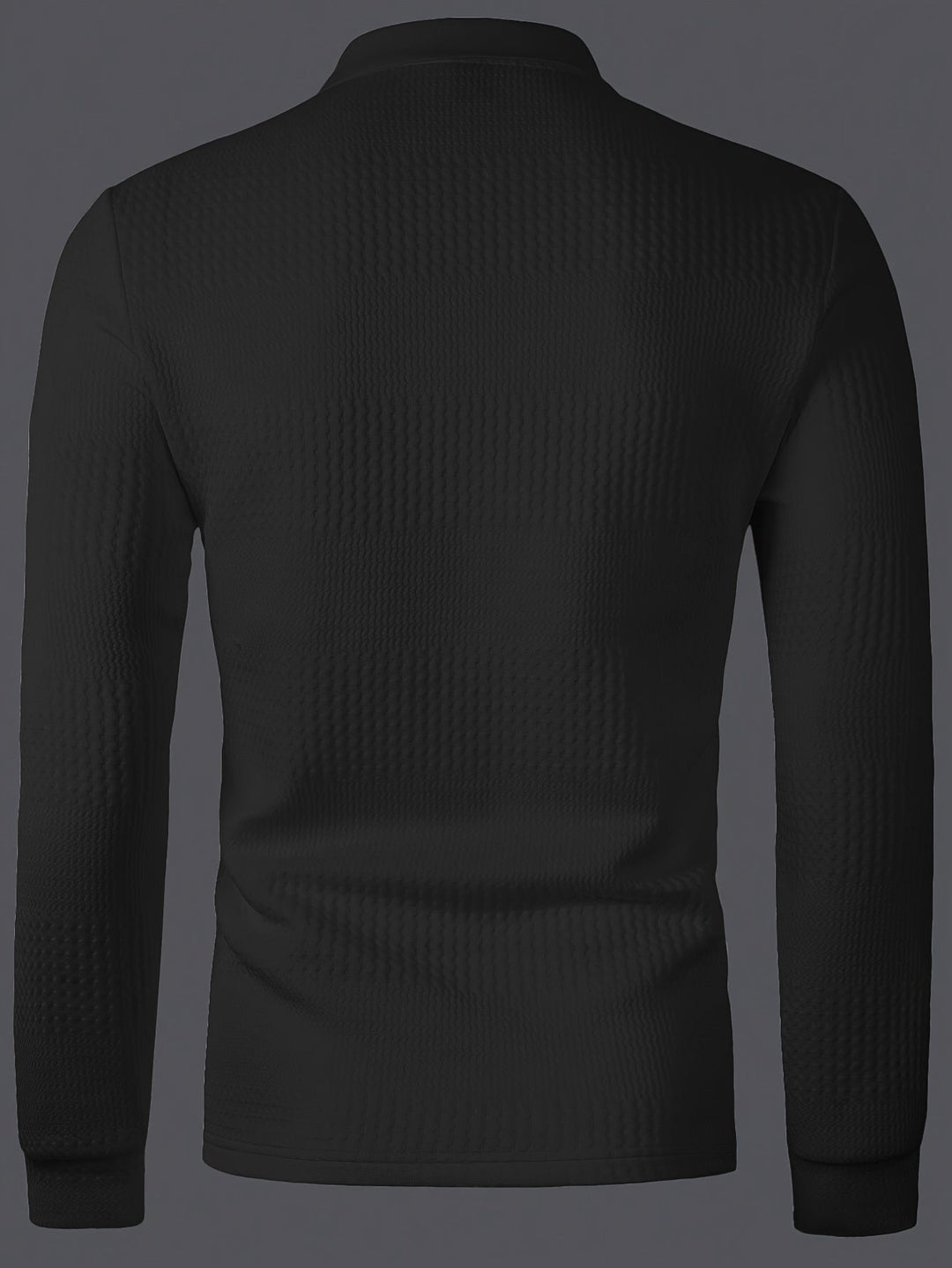 Long-Sleeve Polo Shirt for Men, Textured Style