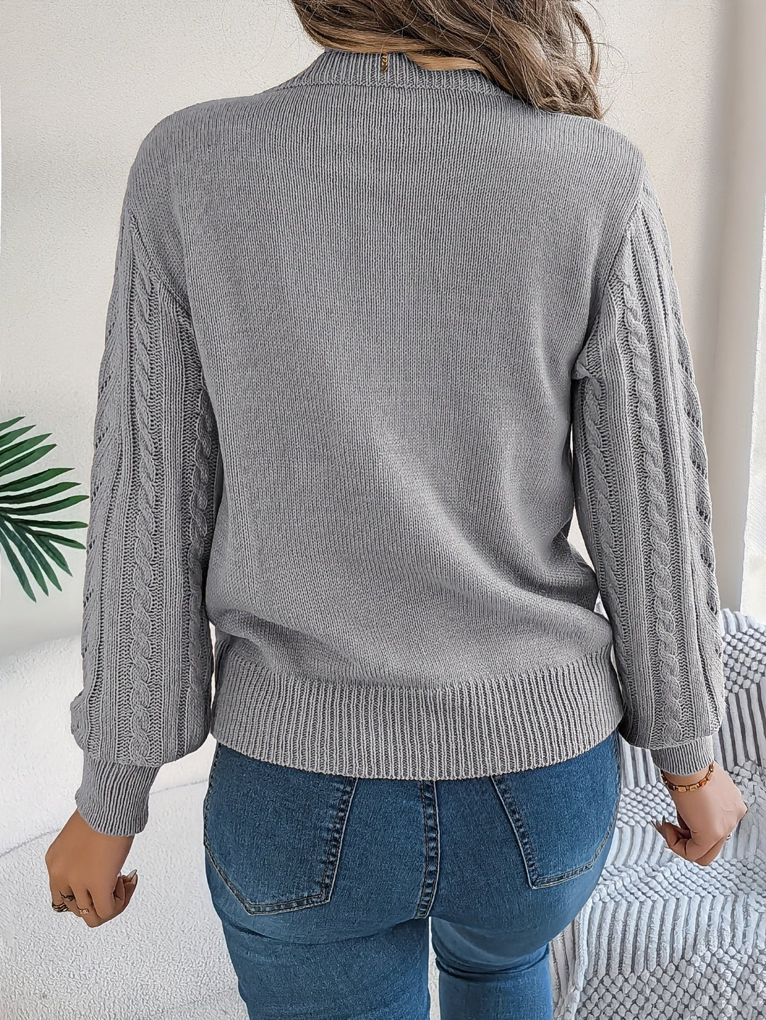 Cable-Knit Textured Sweater for Women