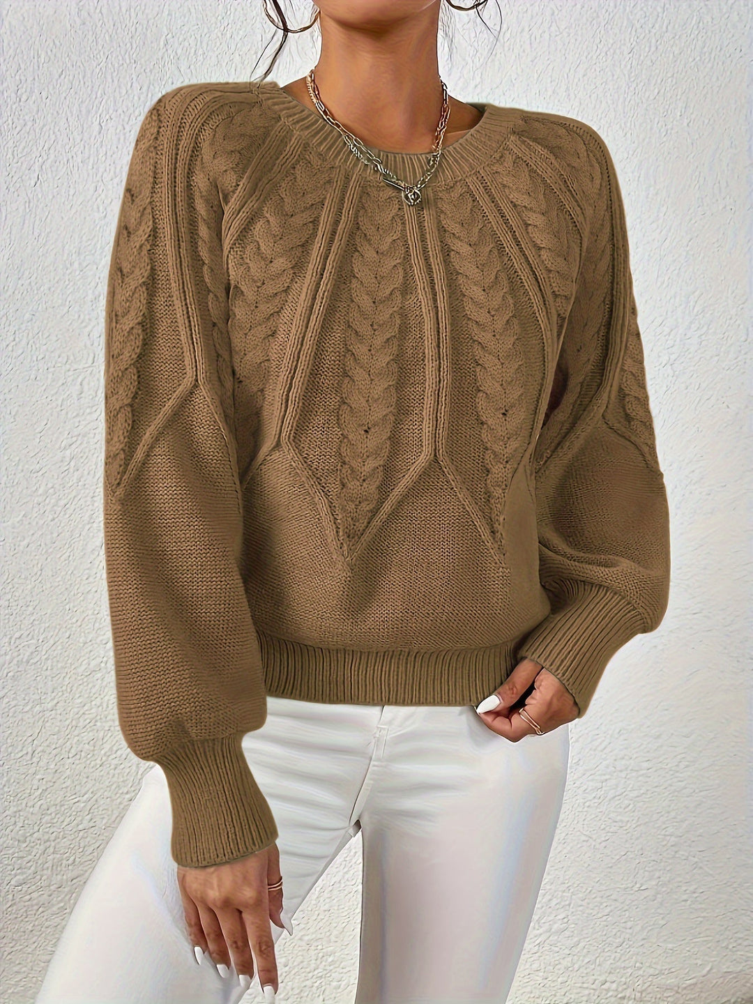 Relaxed Cable-Knit Sweater for Women