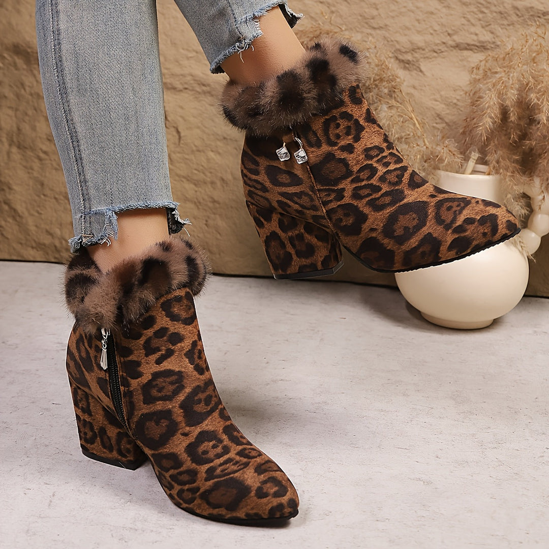 Warm Block-Heel Ankle Boots for Women