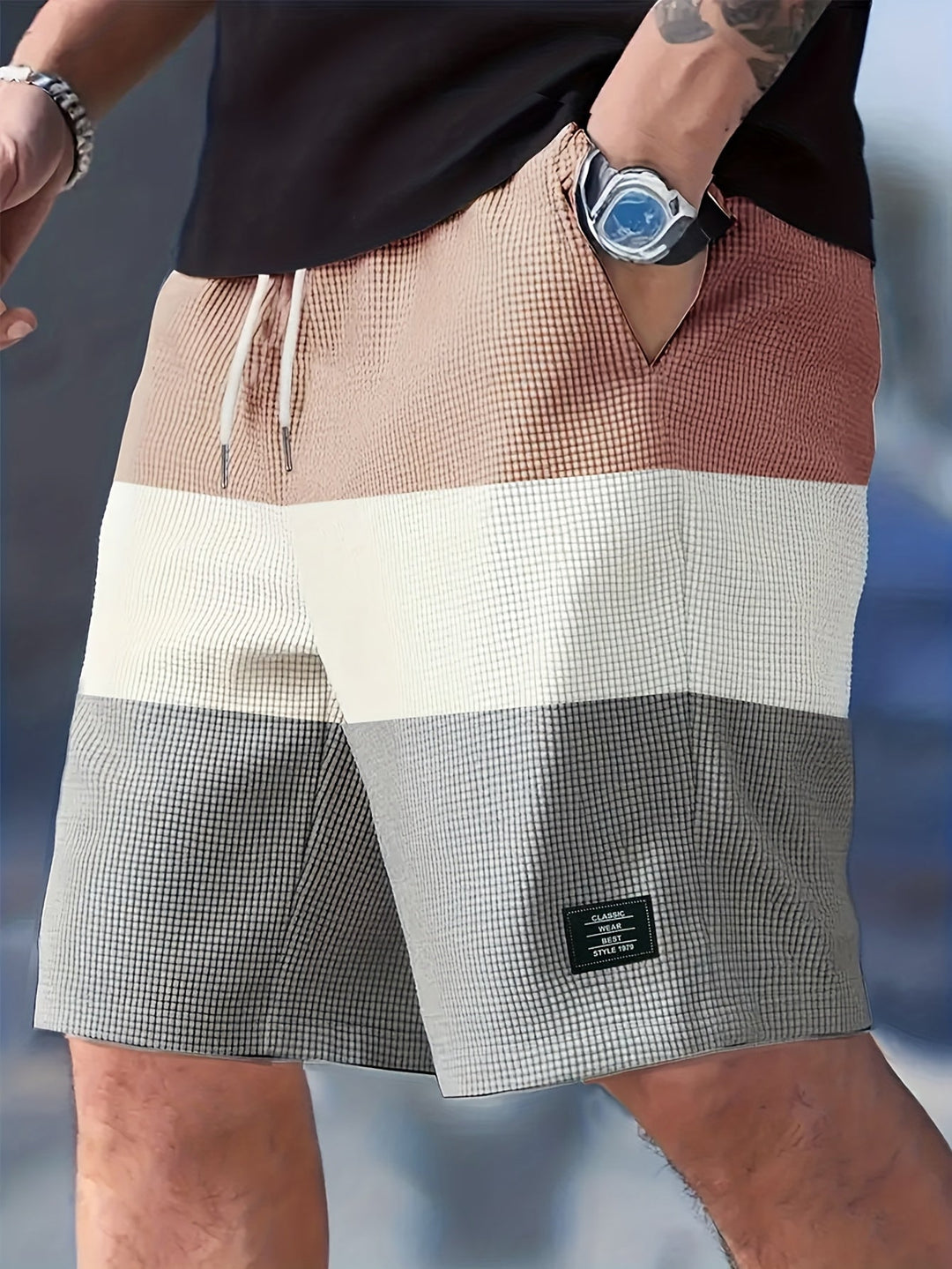 Color Block Casual Shorts for Men