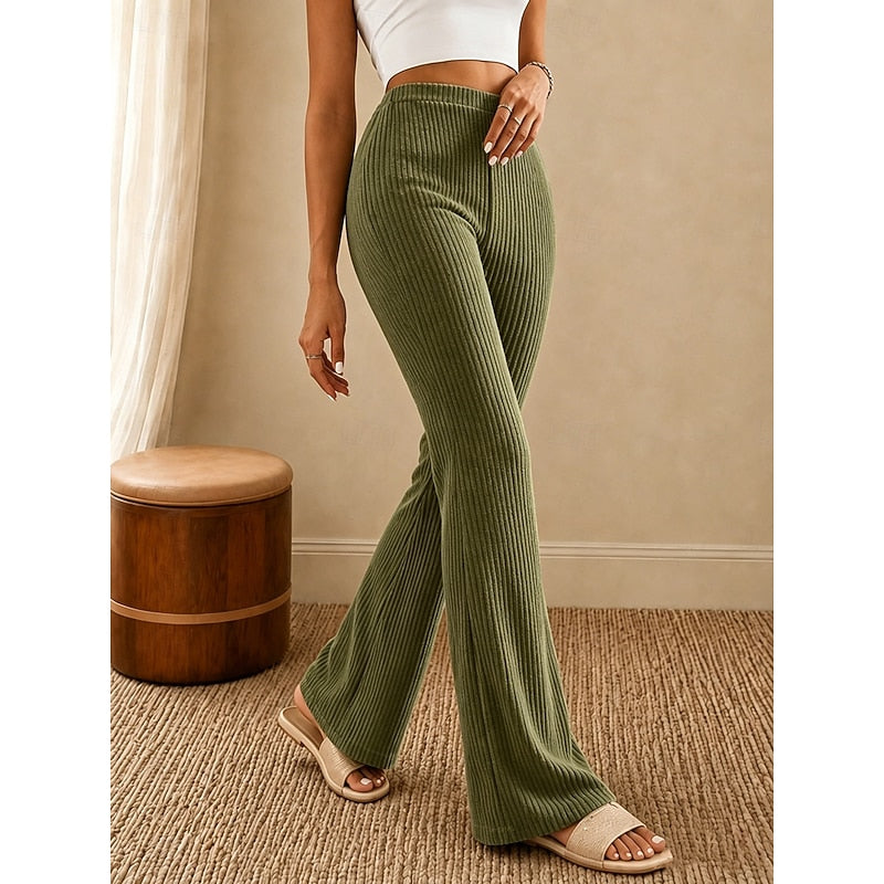 High-Waist Flare Pants, Women's Elegant Fit