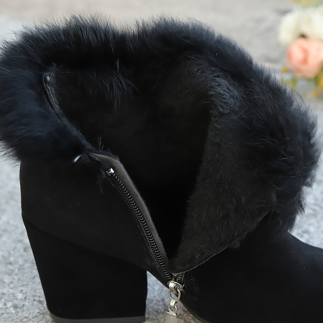 Warm Block-Heel Ankle Boots for Women
