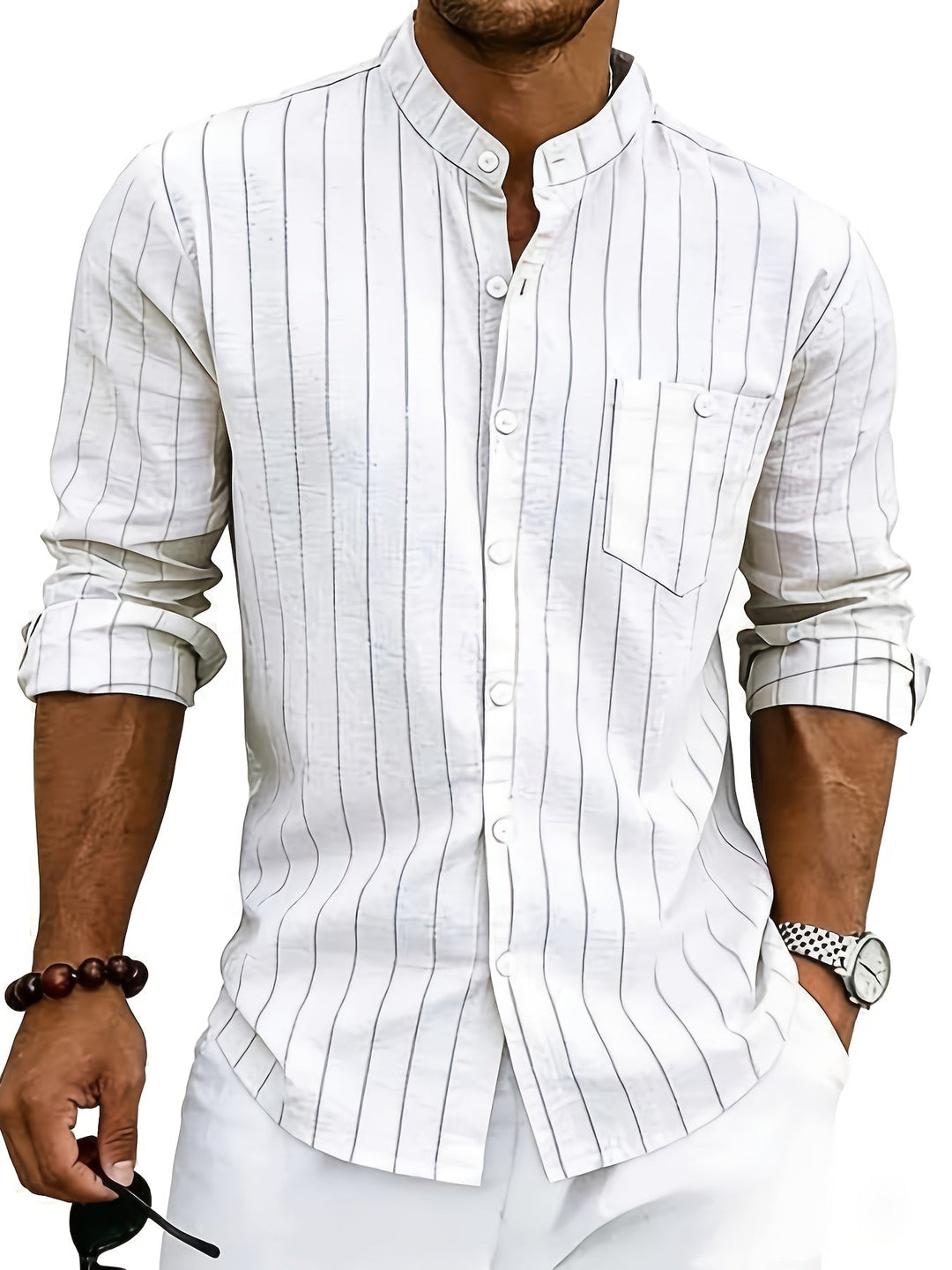 Men's Striped Button-Up Shirt