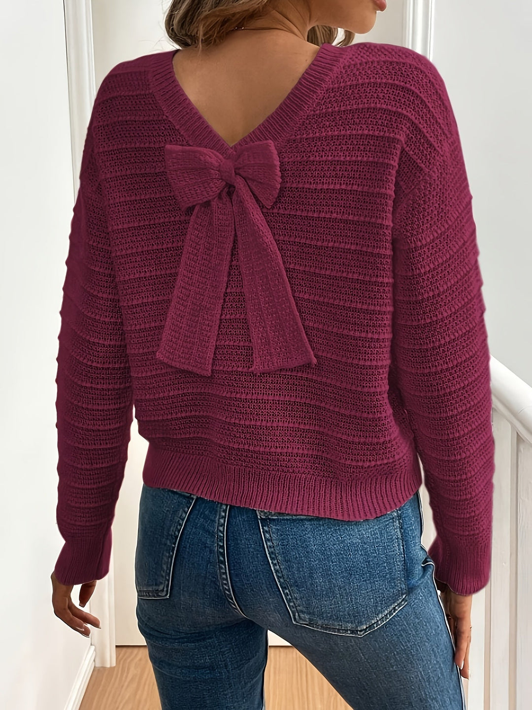 Bow-Detail Knit Sweater for Women