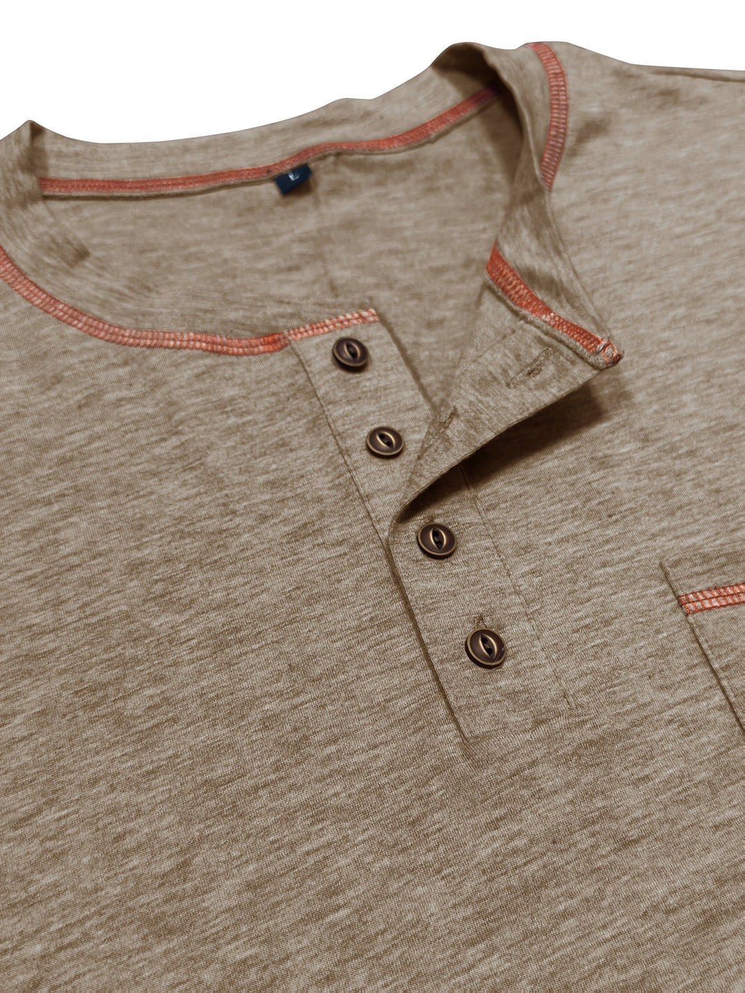 Men's Contrast-Stitch Long Sleeve Henley