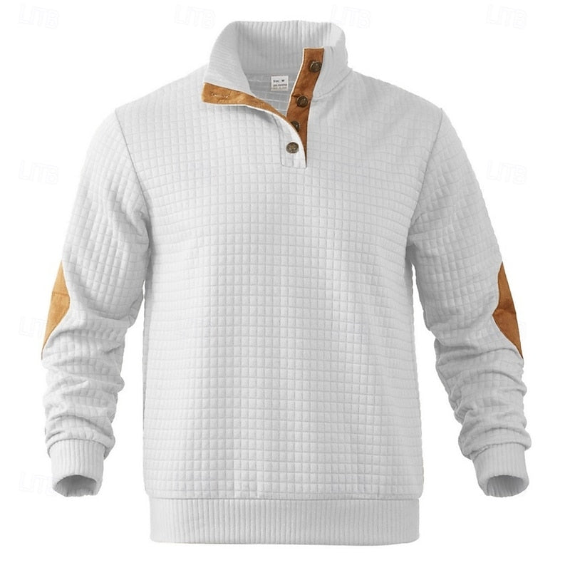 Standing-Collar Pullover for Men, Textured Style
