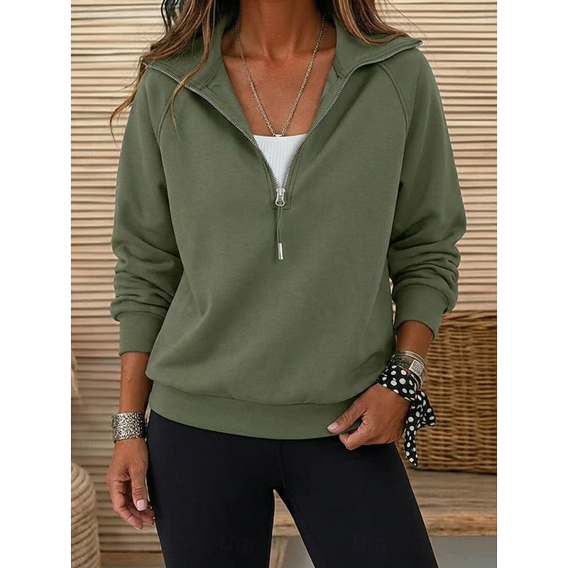 Quarter-Zip Lapel Sweatshirt for Women