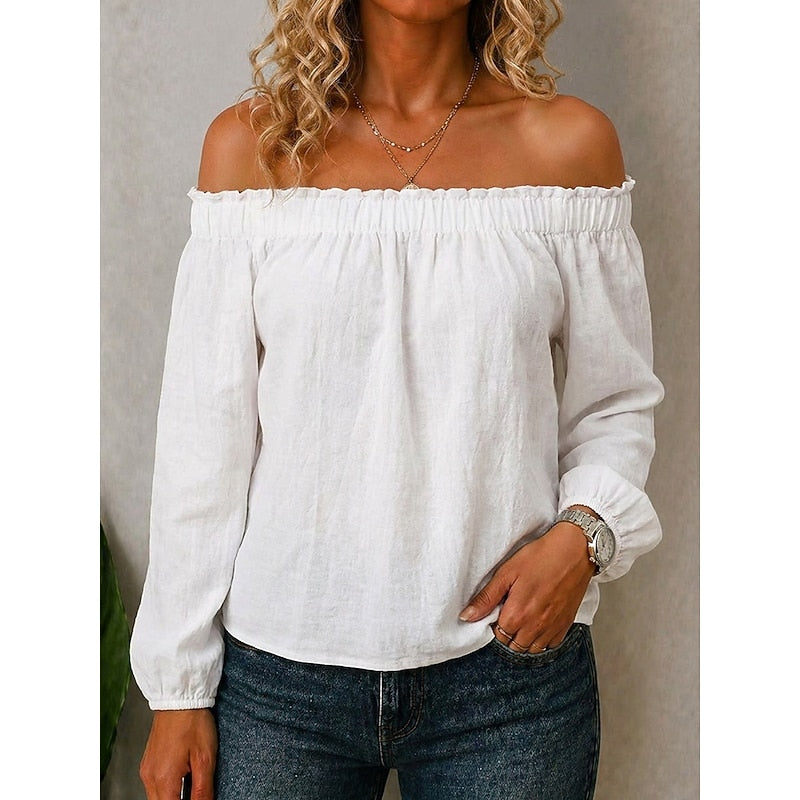 Off-Shoulder Ruffle Top for Women, Plus Size